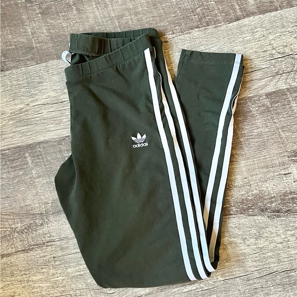 Women’s Adidas Olive Track stripped leggings